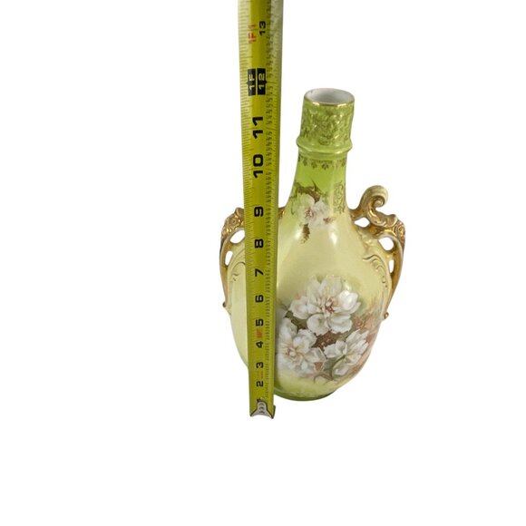 Antique Royal Saxe Germany Porcelain Vase Floral Ornate Handles Home Decor - Picture 5 of 8